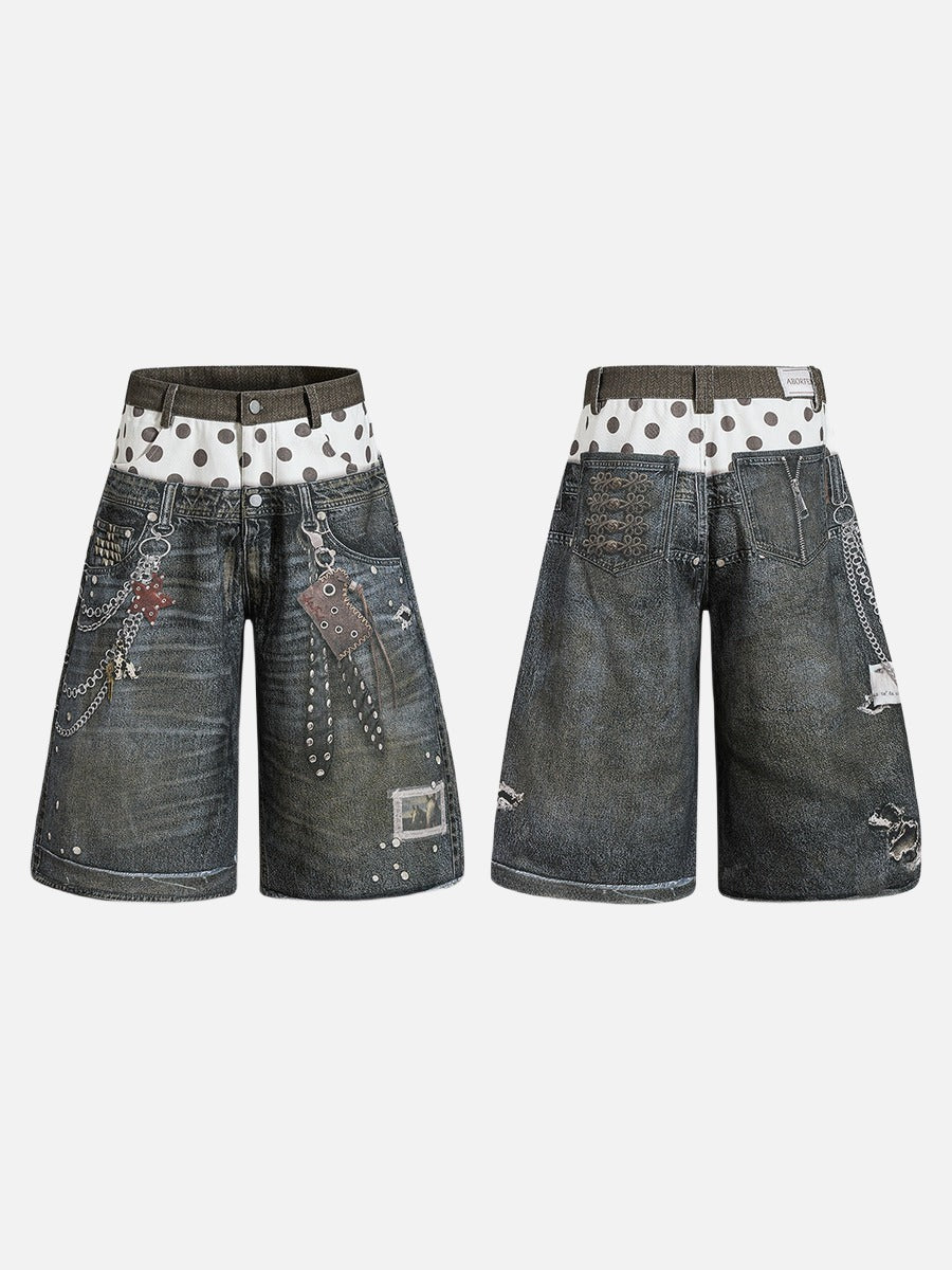 Away End Double-Waist Denim Shorts