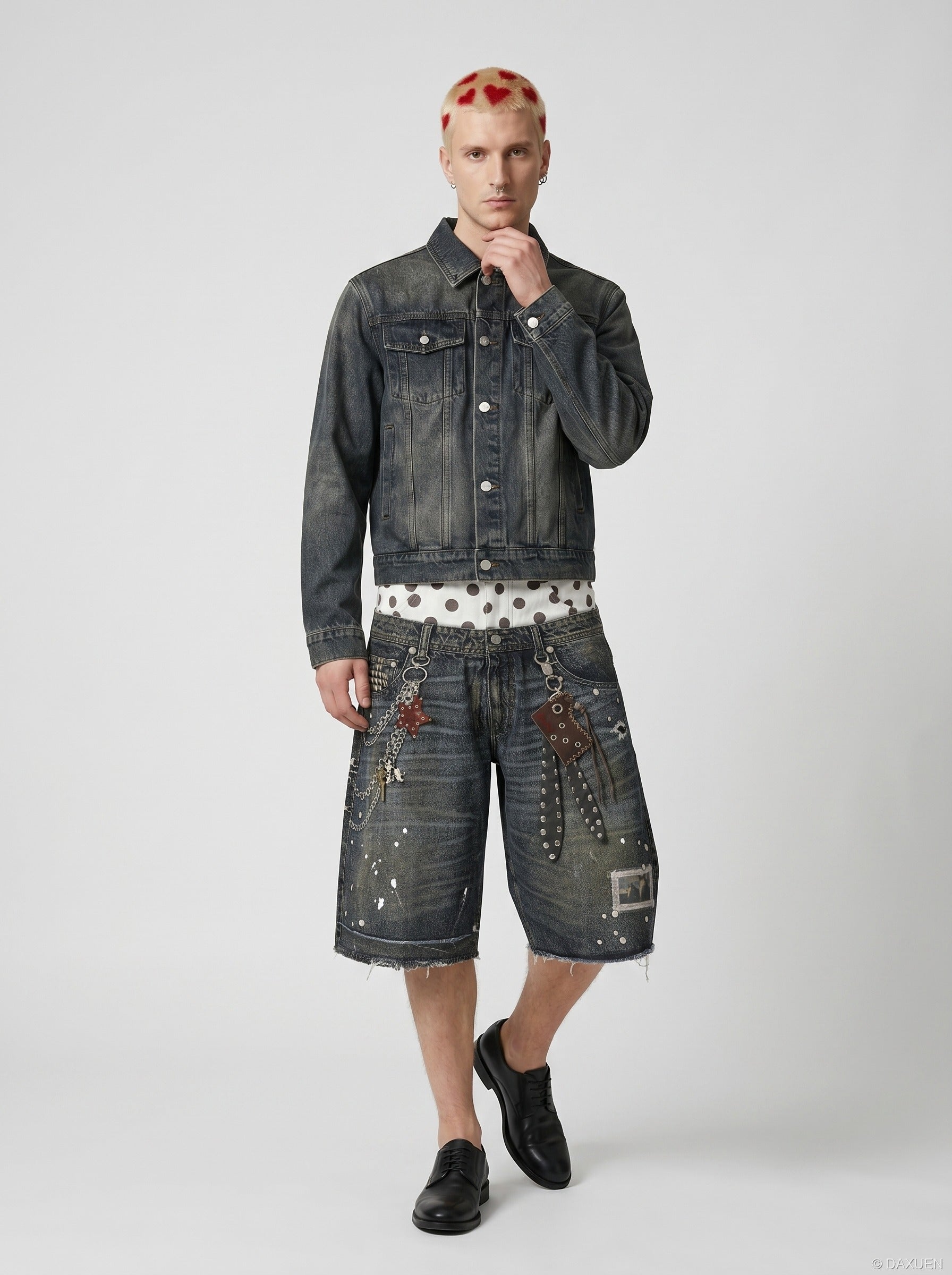 Away End Double-Waist Denim Shorts