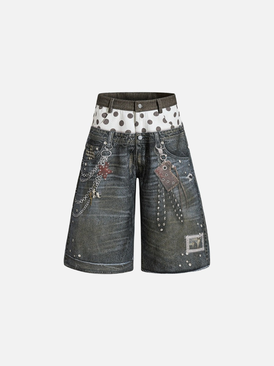 Away End Double-Waist Denim Shorts