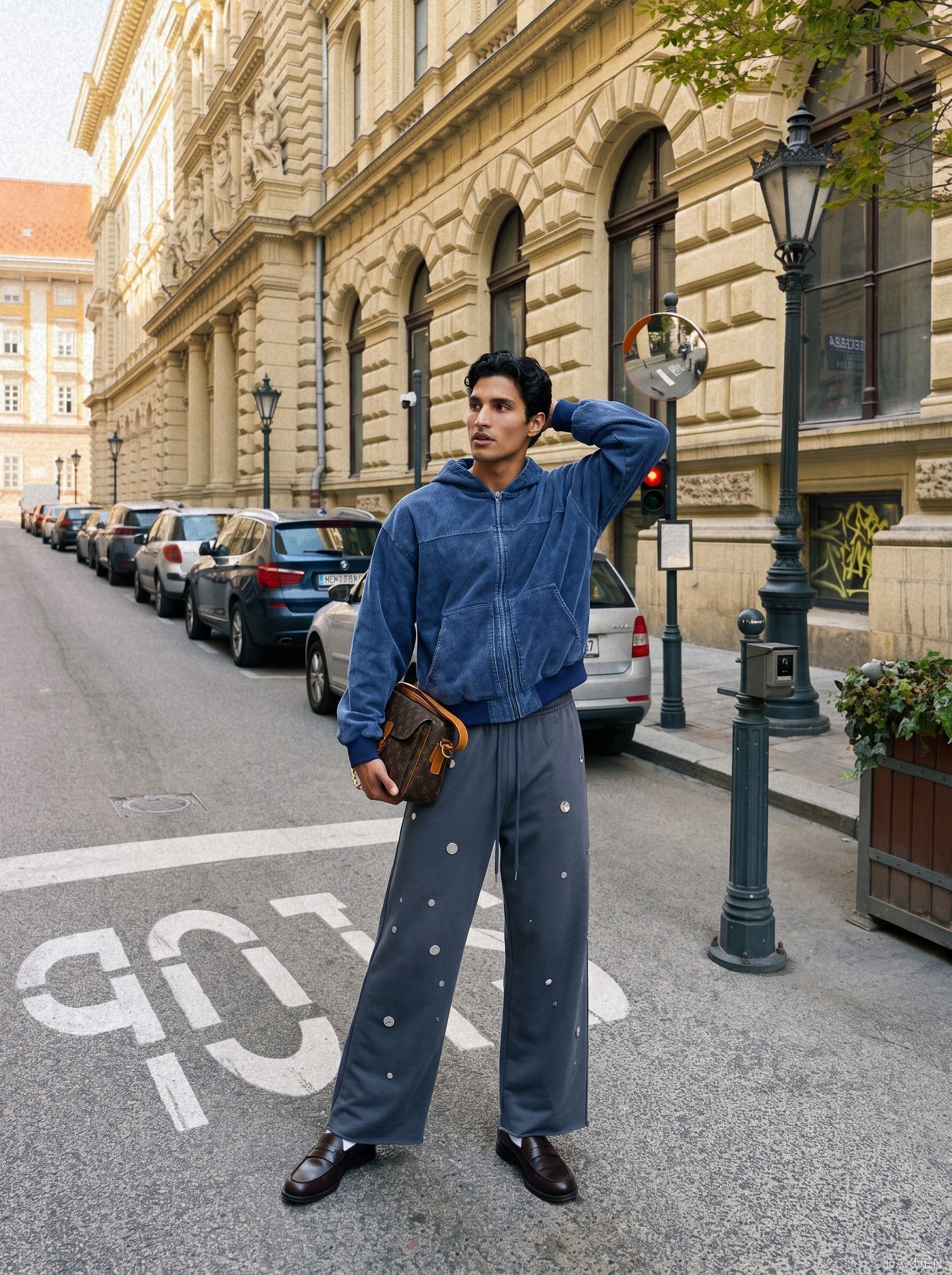 Distressed Dark Gray Baggy Pants
