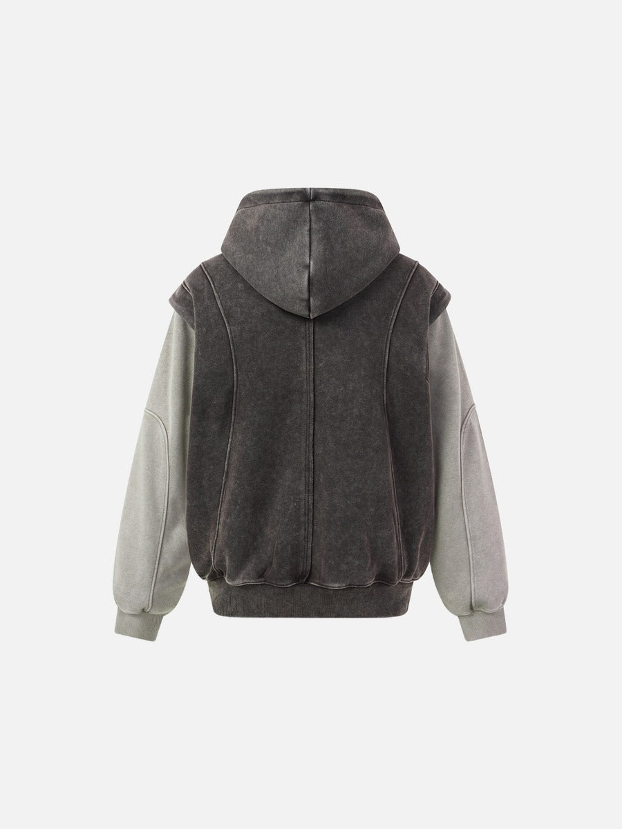 DAXUEN faded dark purple zip-up hoodie with ribbed panels