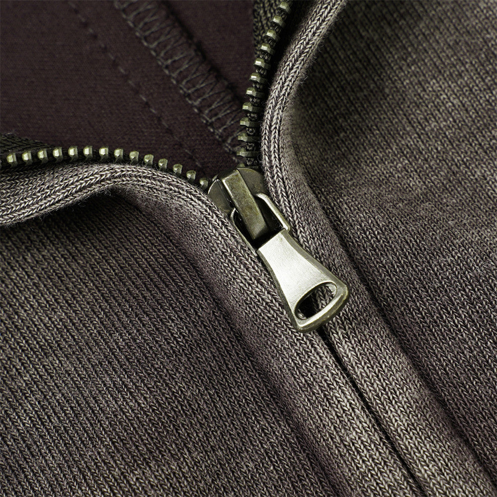 DAXUEN faded dark purple zip-up hoodie with ribbed panels