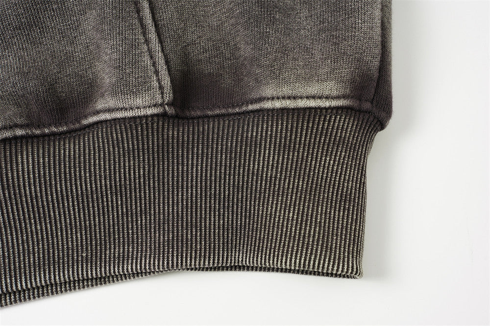 DAXUEN faded dark purple zip-up hoodie with ribbed panels