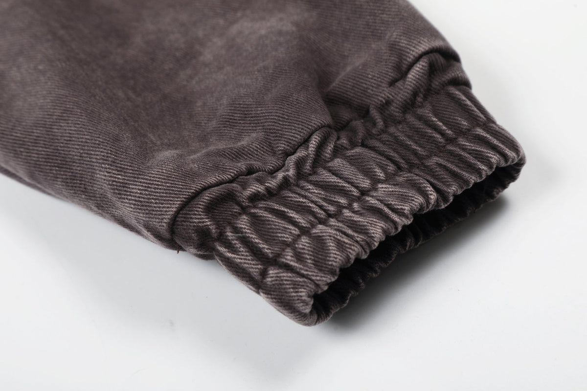 DAXUEN dark purplish-brown distressed double-breasted denim jacket