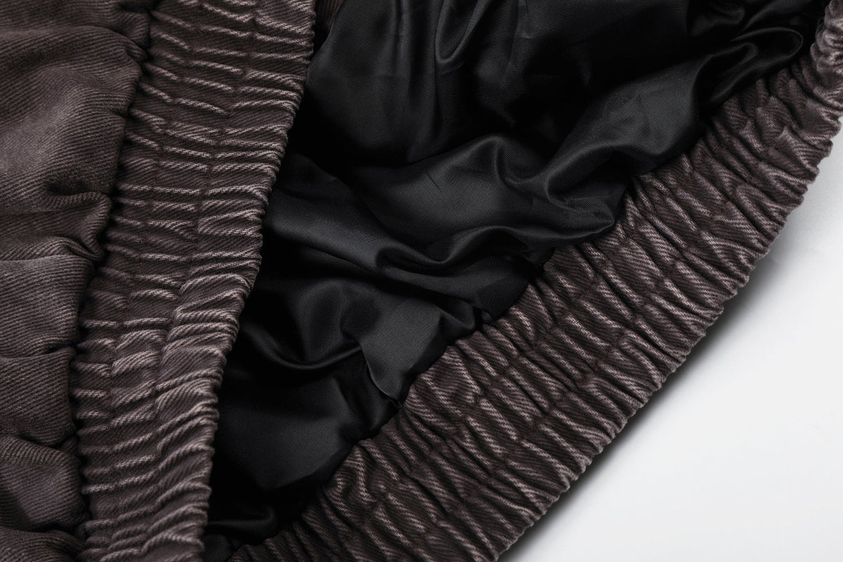 DAXUEN dark purplish-brown distressed double-breasted denim jacket