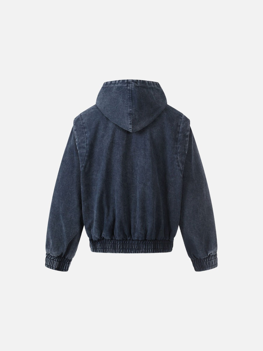 DAXUEN dark purplish-brown distressed double-breasted denim jacket