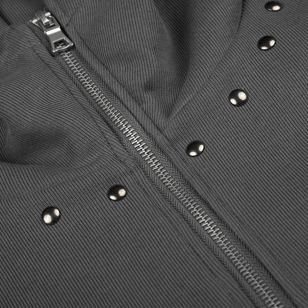 Distressed Dual-Figure Zip Hoodie