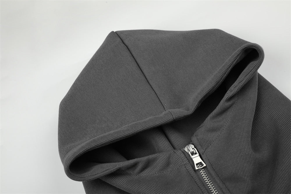 Distressed Dual-Figure Zip Hoodie