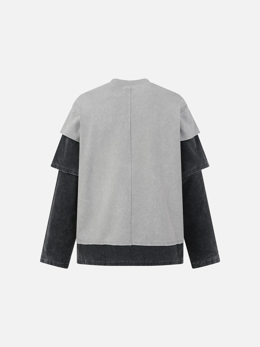 DAXUEN grey oversized faux-layered mock neck top
