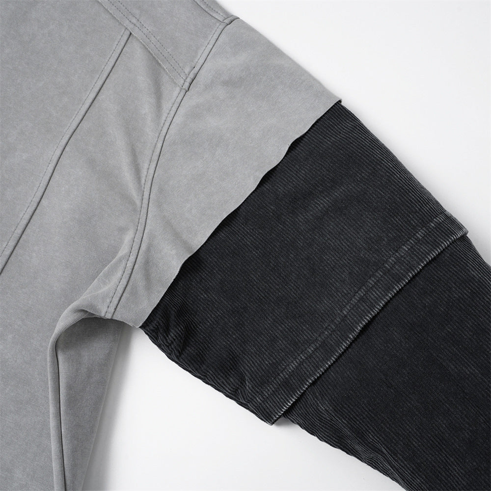 DAXUEN grey oversized faux-layered mock neck top