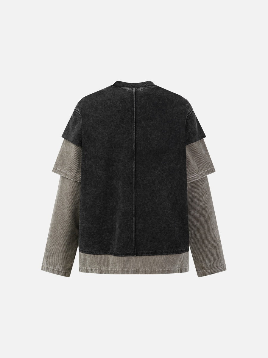 DAXUEN grey oversized faux-layered mock neck top