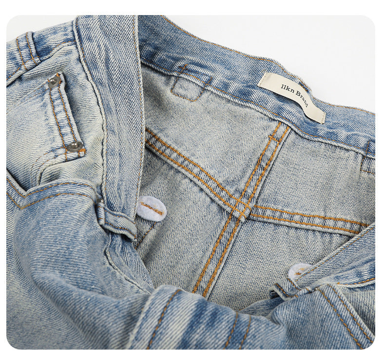 Distressed Gradient Wide-Leg Denim Jeans