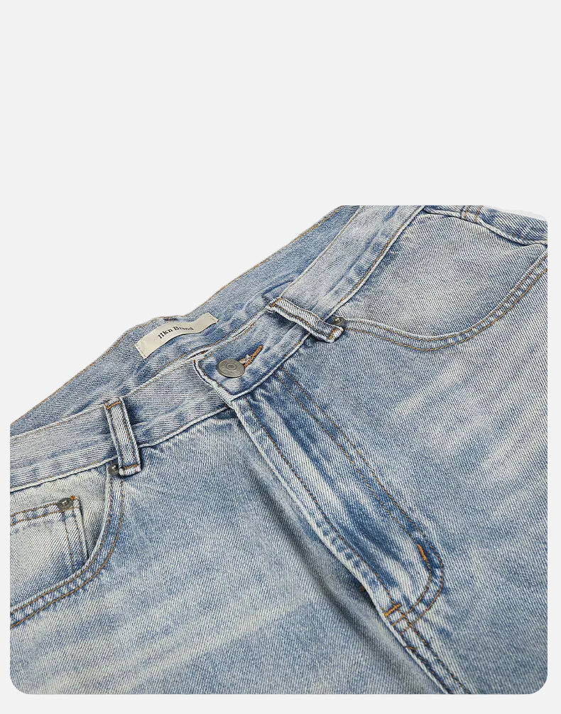 Distressed Gradient Wide-Leg Denim Jeans