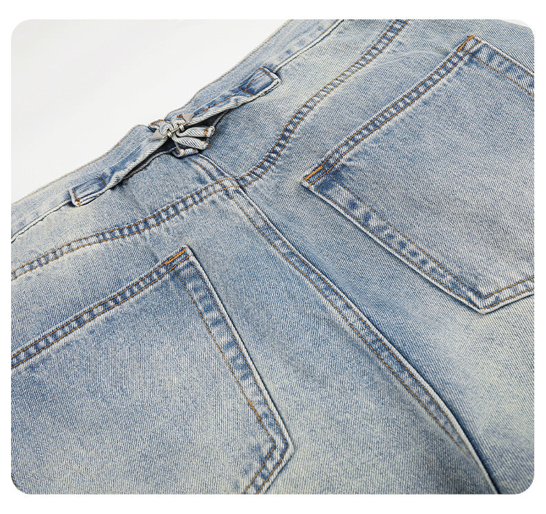 Distressed Gradient Wide-Leg Denim Jeans