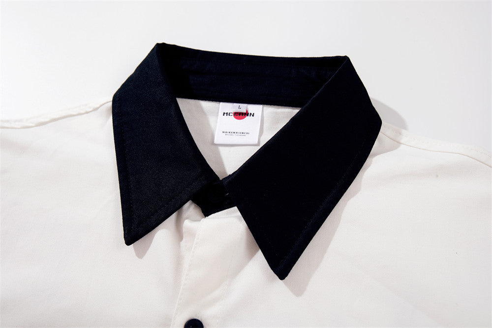 Distressed Graphic Filmstrip Button-Up Shirt