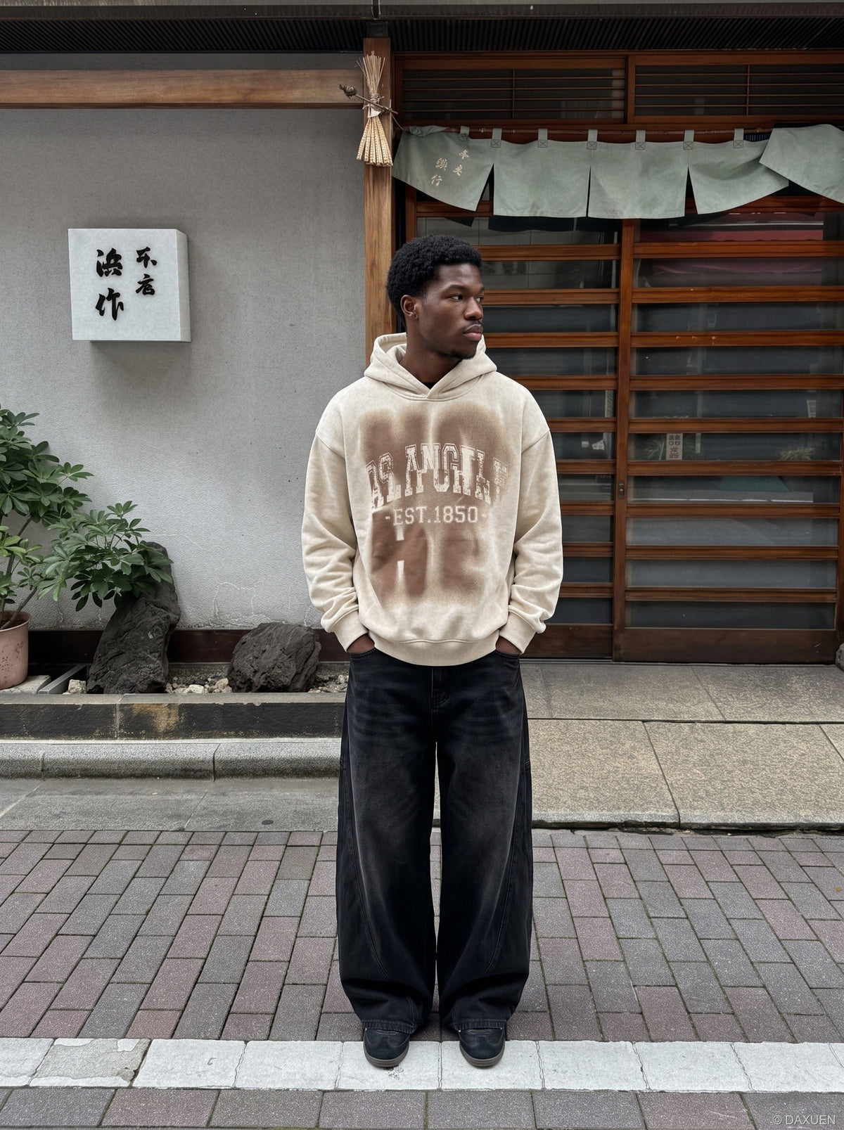 Distressed Graphic Front Hoodie Sweatshirt