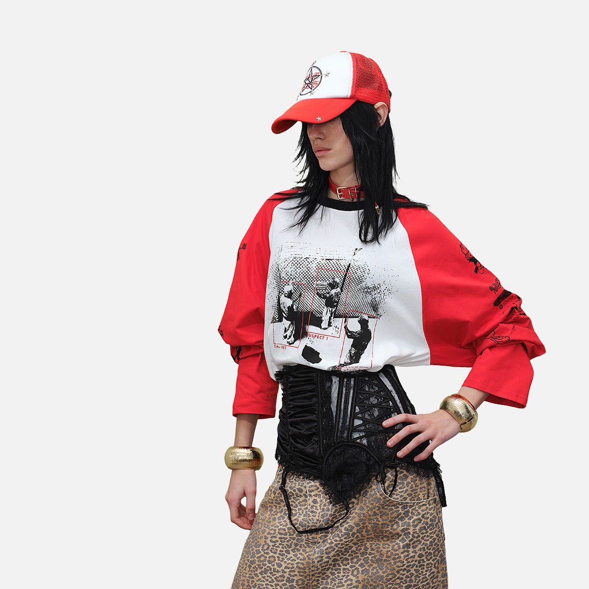 T-shirt Raglan Graphique Usé