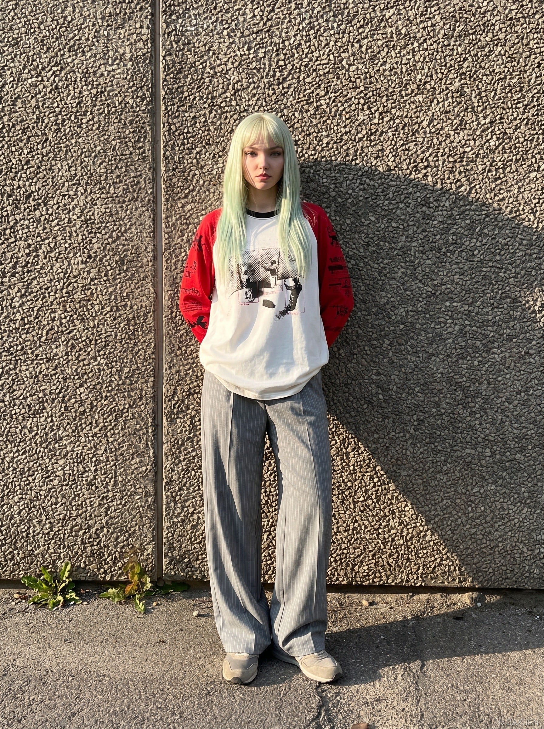 T-shirt Raglan Graphique Usé