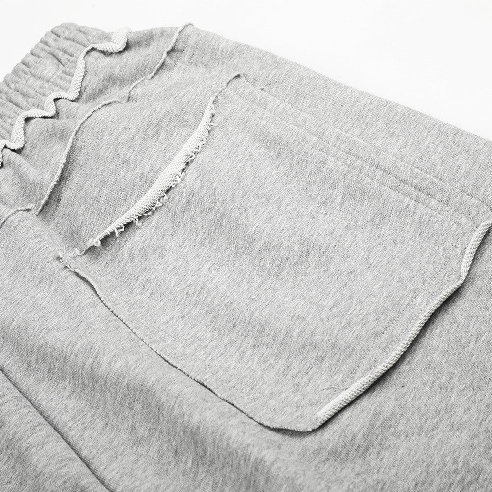 Distressed Grey Wide-Leg Graphic Sweatpants