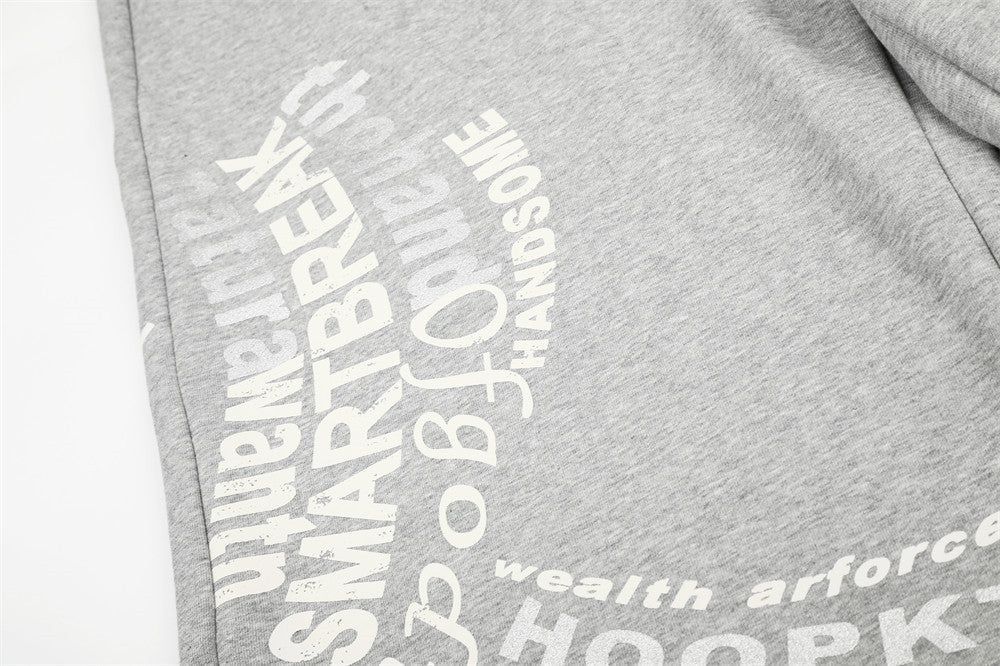 Distressed Grey Wide-Leg Graphic Sweatpants