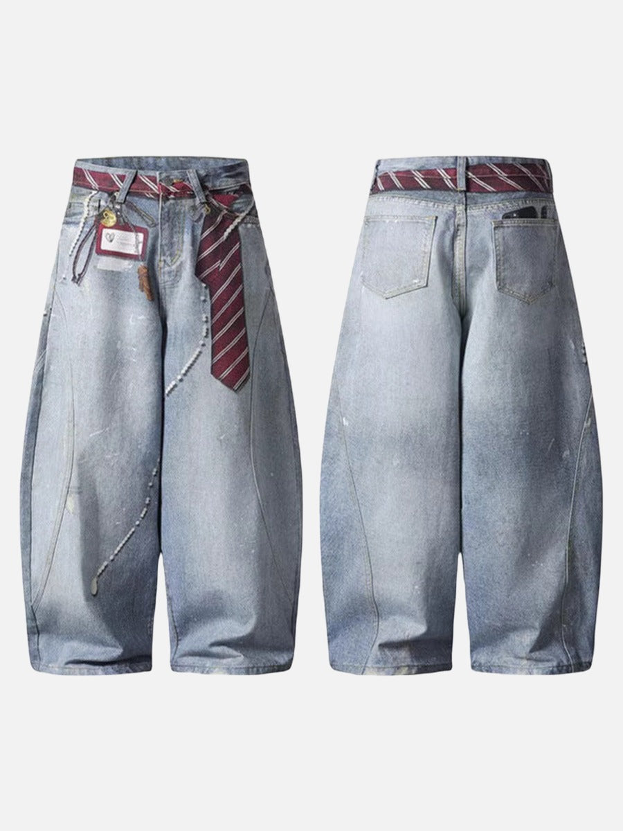 Distressed Light Blue Baggy Denim Jeans