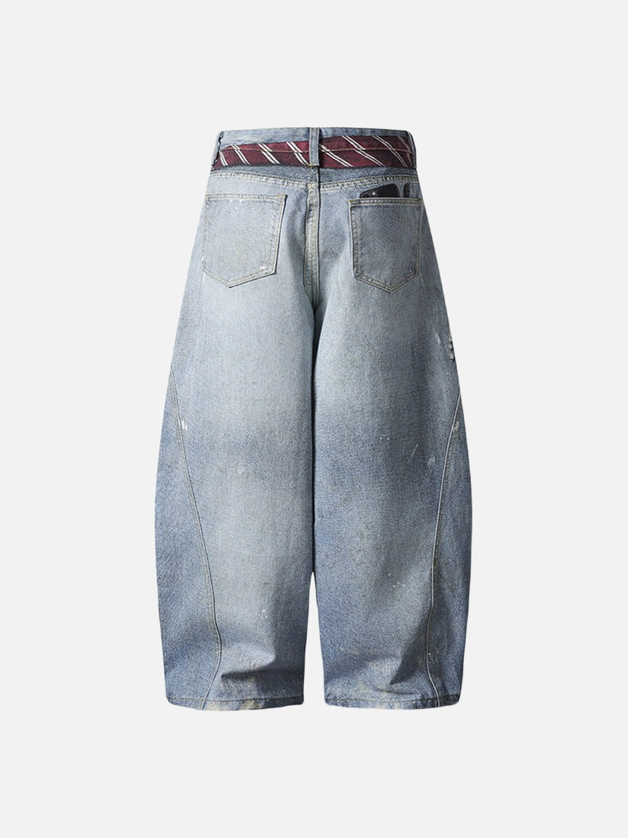 Distressed Light Blue Baggy Denim Jeans