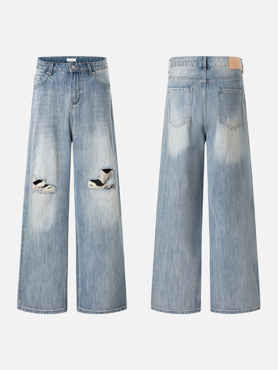 Distressed Light Blue Baggy Jeans