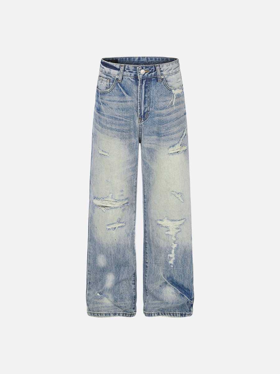 DAXUEN light blue distressed wide-leg denim jeans