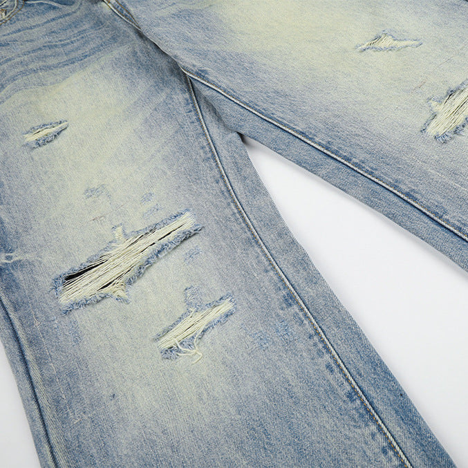 DAXUEN light blue distressed wide-leg denim jeans