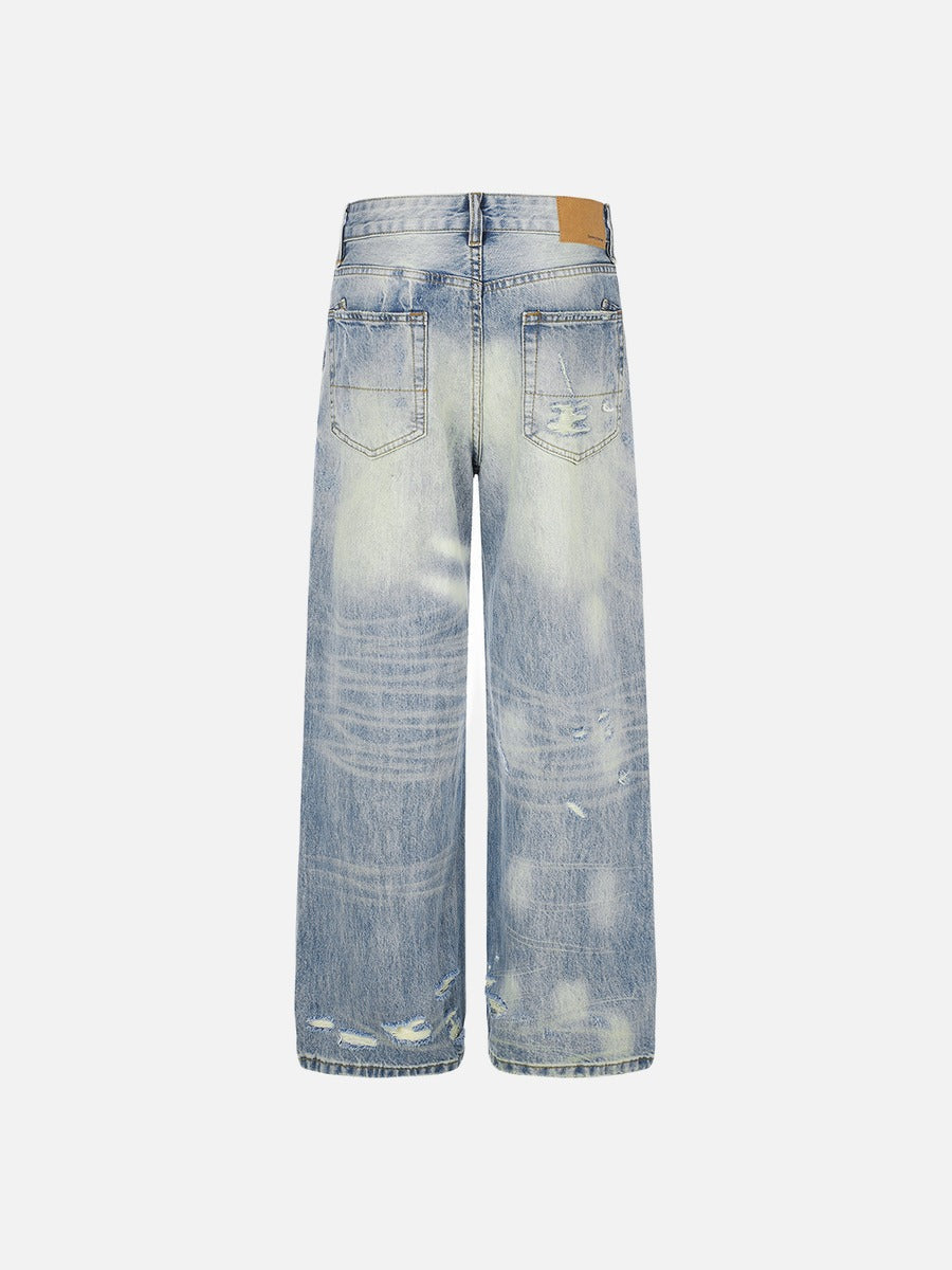DAXUEN light blue distressed wide-leg denim jeans