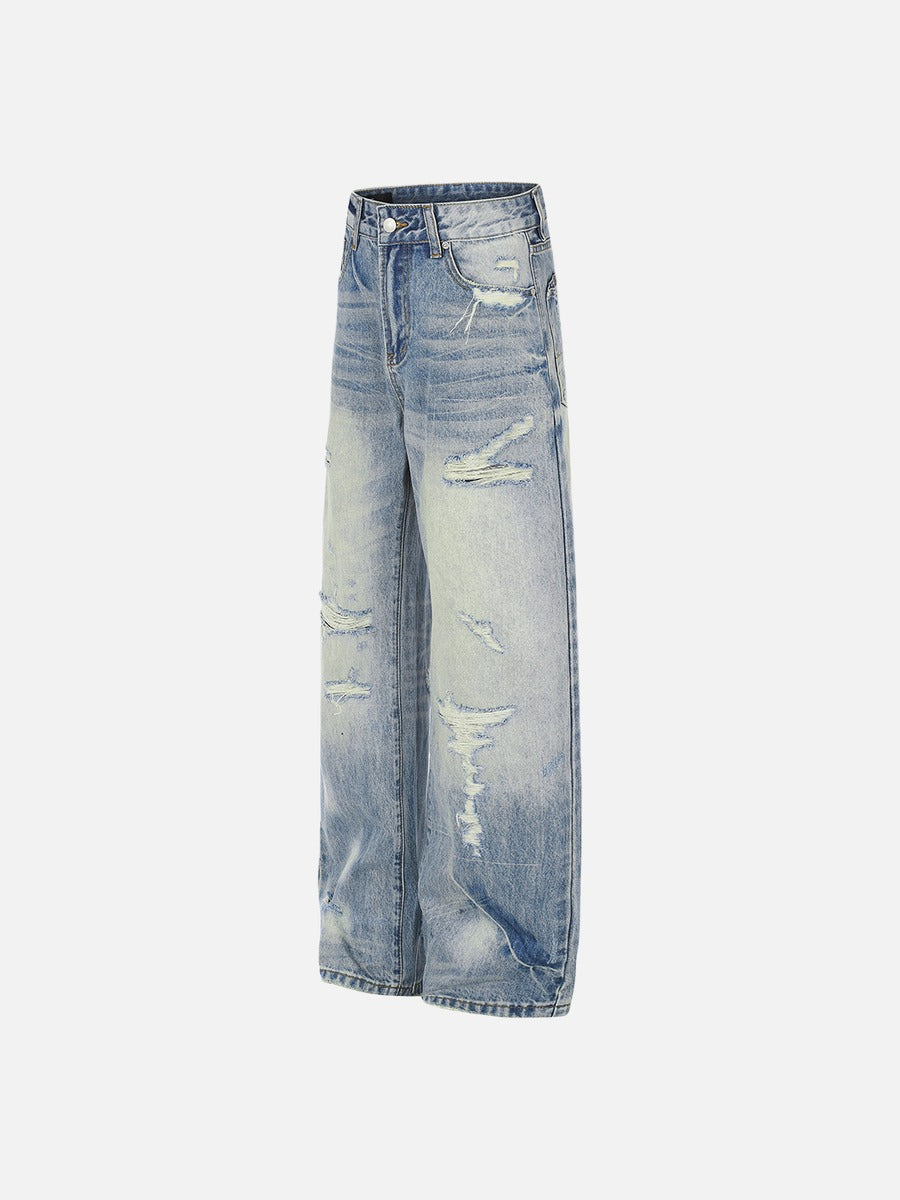 DAXUEN light blue distressed wide-leg denim jeans