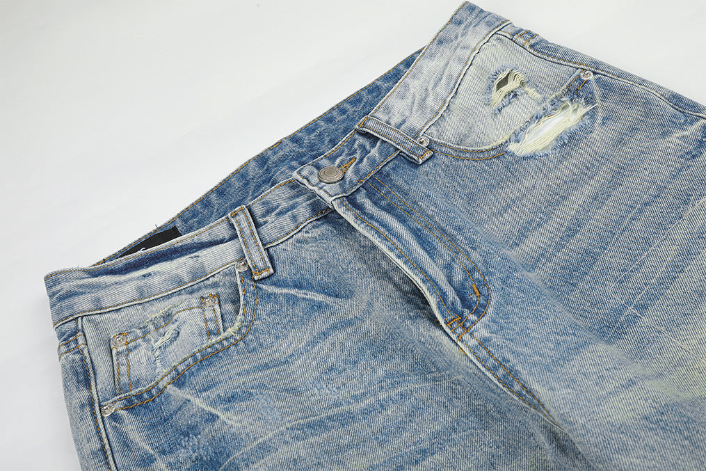 DAXUEN light blue distressed wide-leg denim jeans