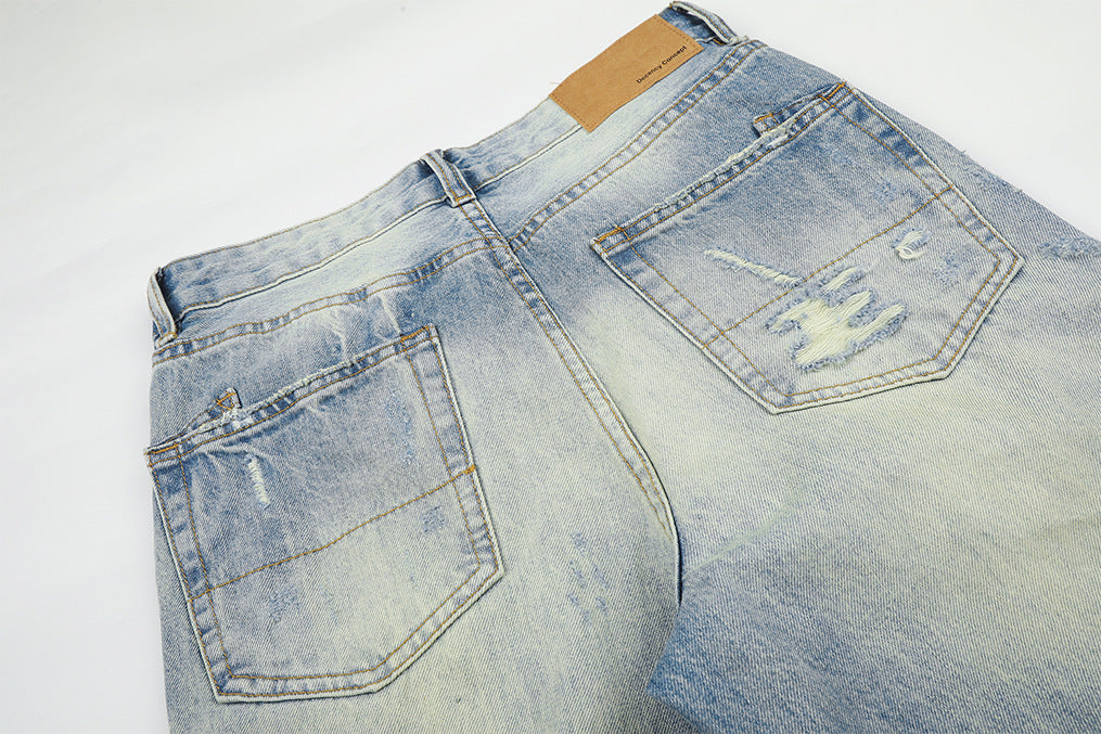 DAXUEN light blue distressed wide-leg denim jeans