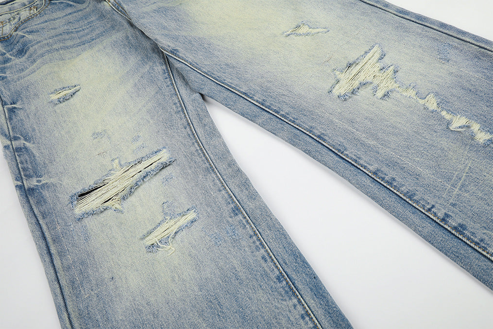 DAXUEN light blue distressed wide-leg denim jeans