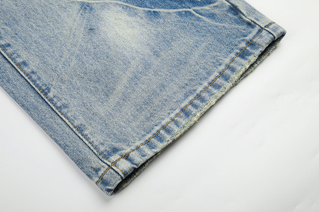 DAXUEN light blue distressed wide-leg denim jeans