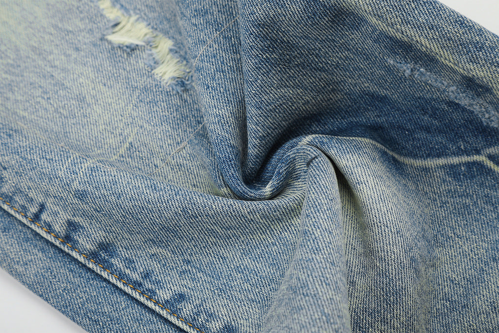 DAXUEN light blue distressed wide-leg denim jeans