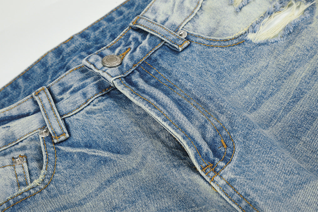 DAXUEN light blue distressed wide-leg denim jeans