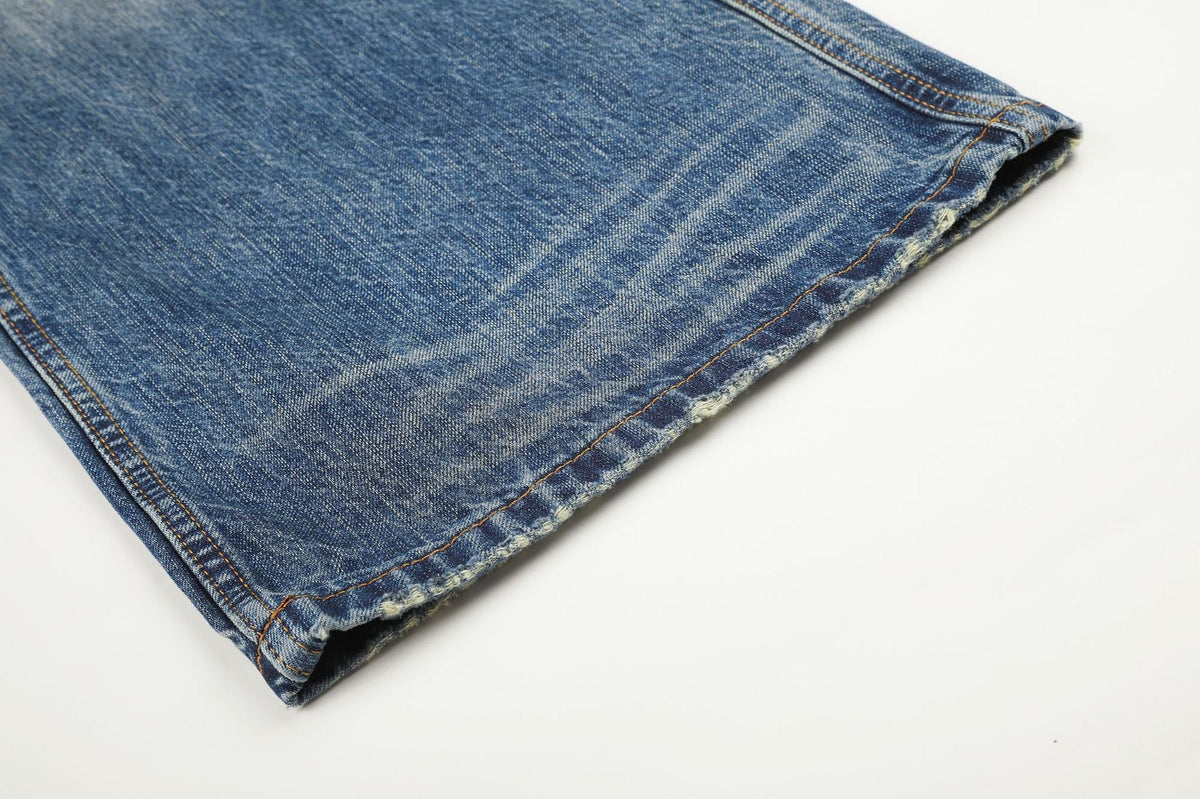 DAXUEN faded medium blue distressed wide-leg denim jeans