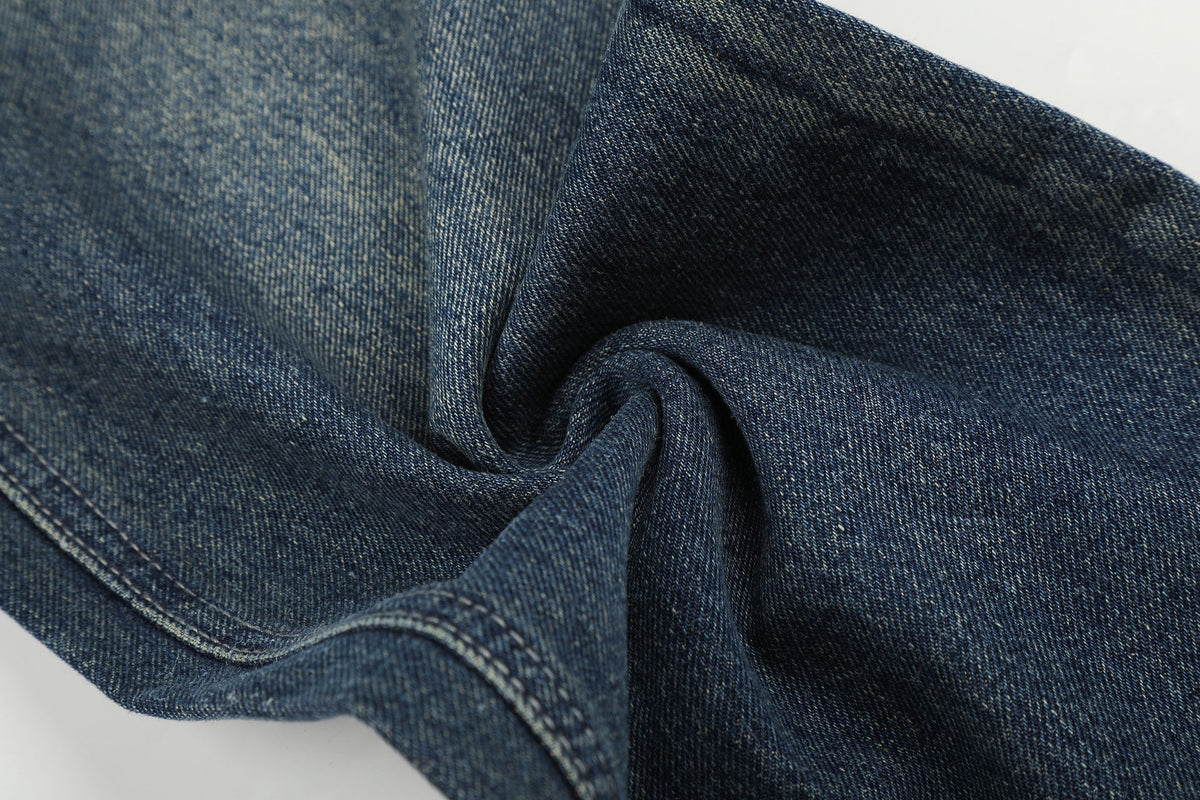 DAXUEN medium wash distressed wide-leg jeans with studs
