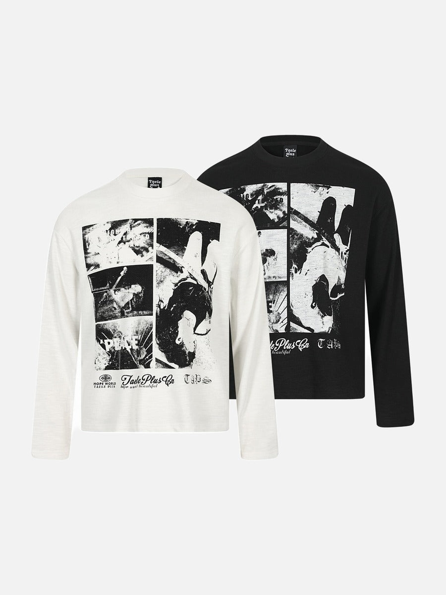 Distressed Multi-Panel Graphic Oversized Tee