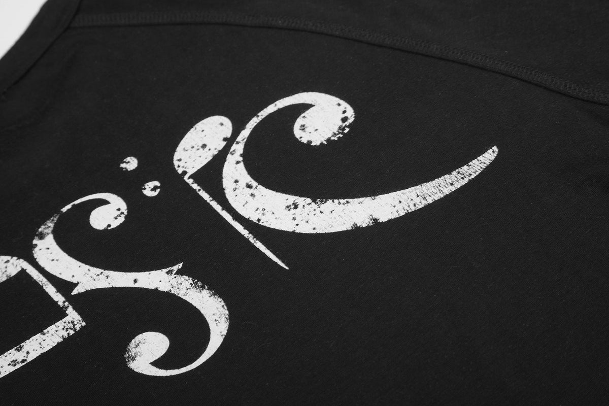 Distressed Musical Note Graphic Long Sleeve Top