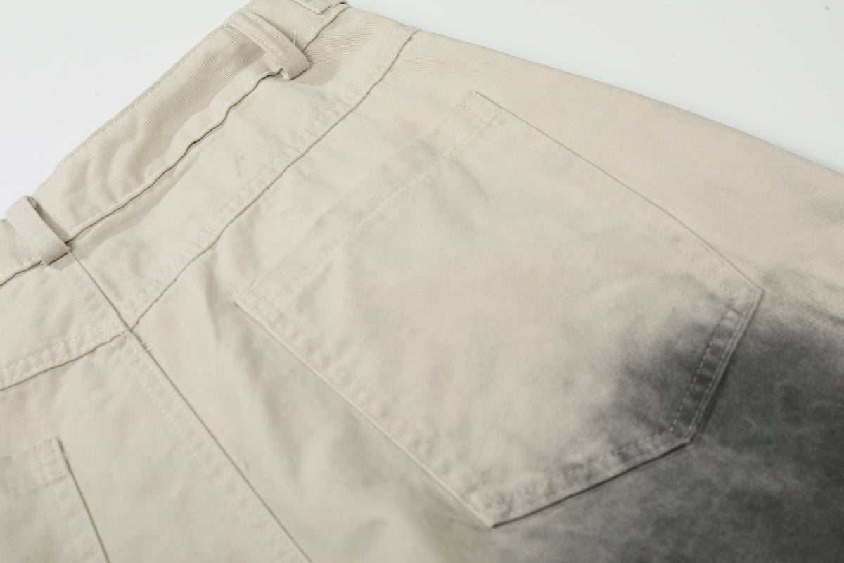 DAXUEN light beige distressed number 10 wide-leg pants