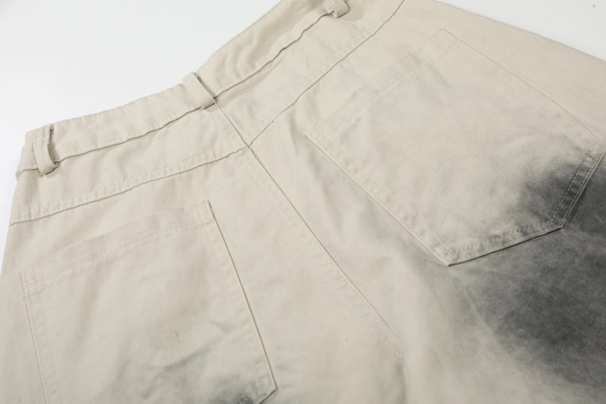 DAXUEN light beige distressed number 10 wide-leg pants