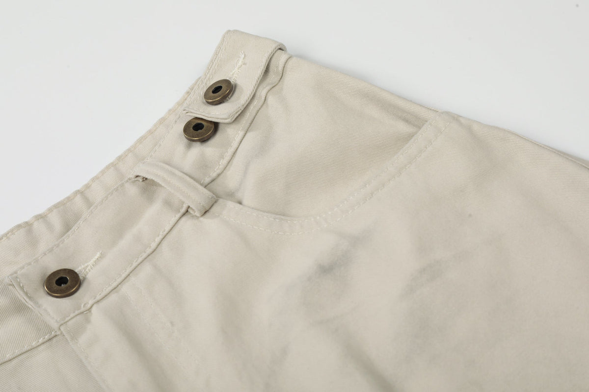 DAXUEN light beige distressed number 10 wide-leg pants