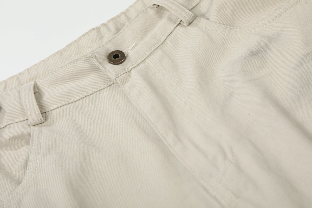 DAXUEN light beige distressed number 10 wide-leg pants