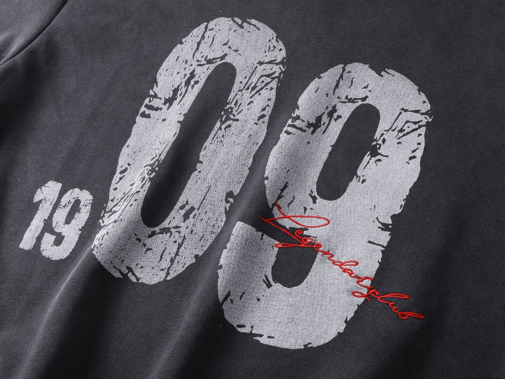 Distressed Number Graphic Layered Hoodie