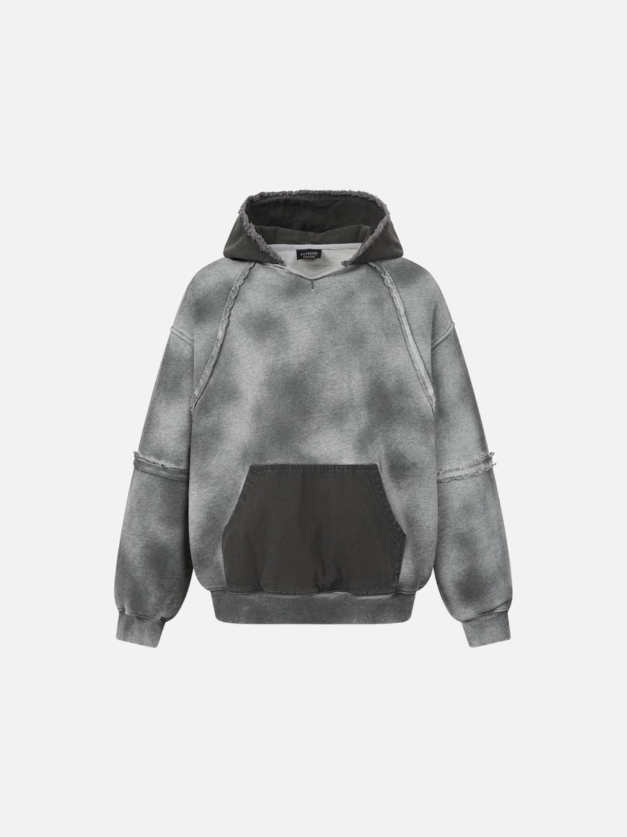 DAXUEN distressed oversized two-tone hoodie sweatshirt