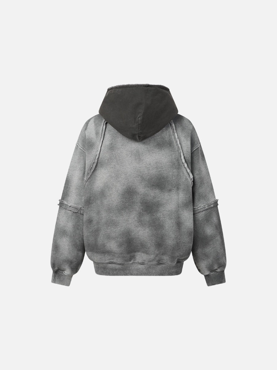 DAXUEN distressed oversized two-tone hoodie sweatshirt