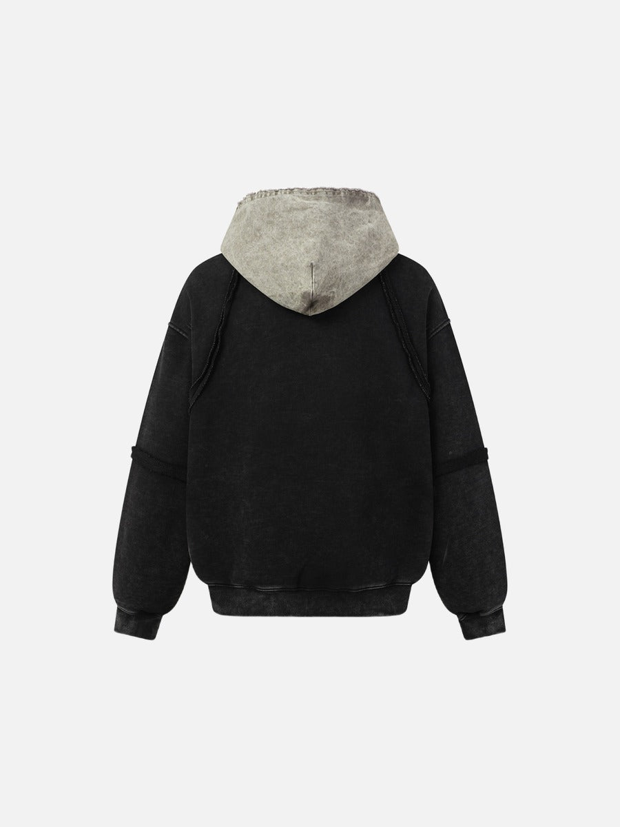 DAXUEN distressed oversized two-tone hoodie sweatshirt