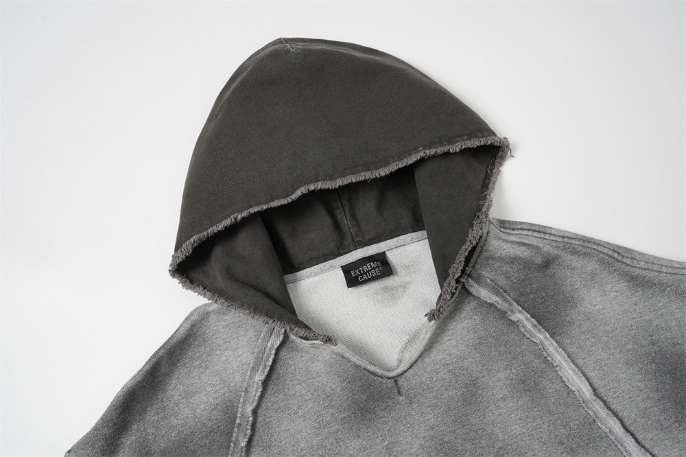DAXUEN distressed oversized two-tone hoodie sweatshirt